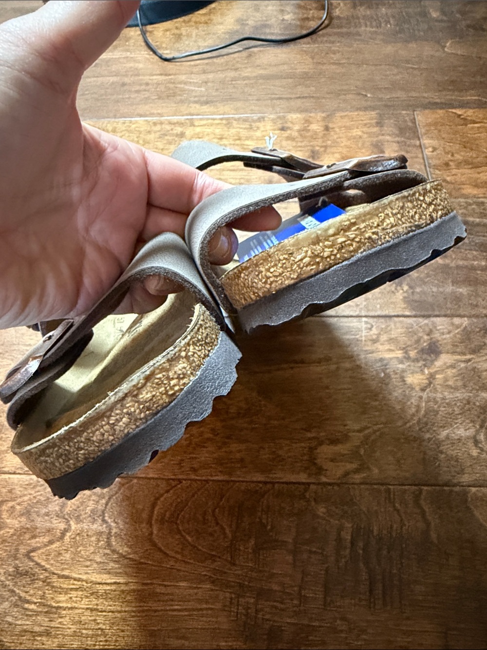 Birkenstock Leather Arizona Slide Sandal, Mocha, size 9 - Picture 6 of 9